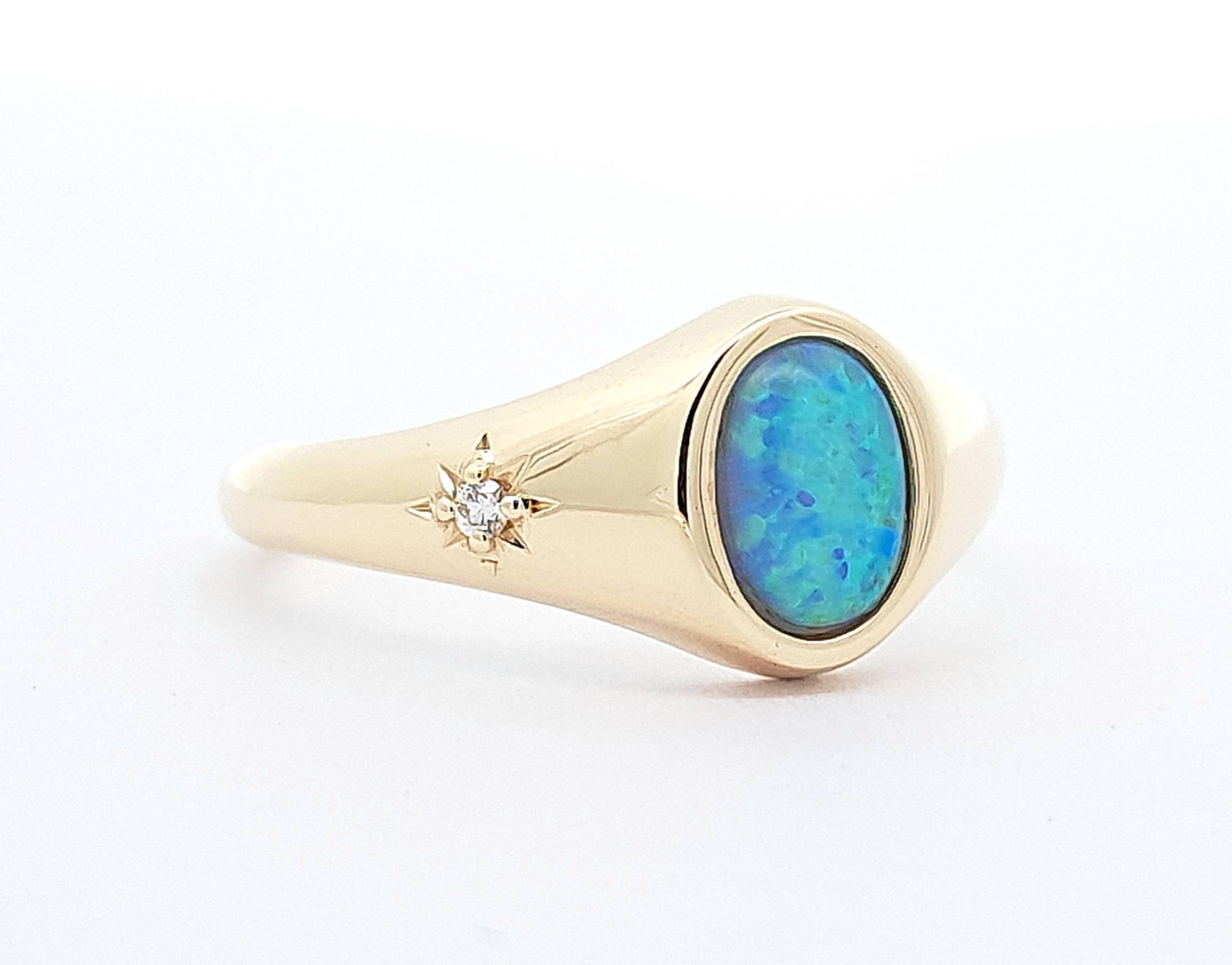 Opal and diamond signet ring, a custom commission by Bangkok Bespoke Jewelry