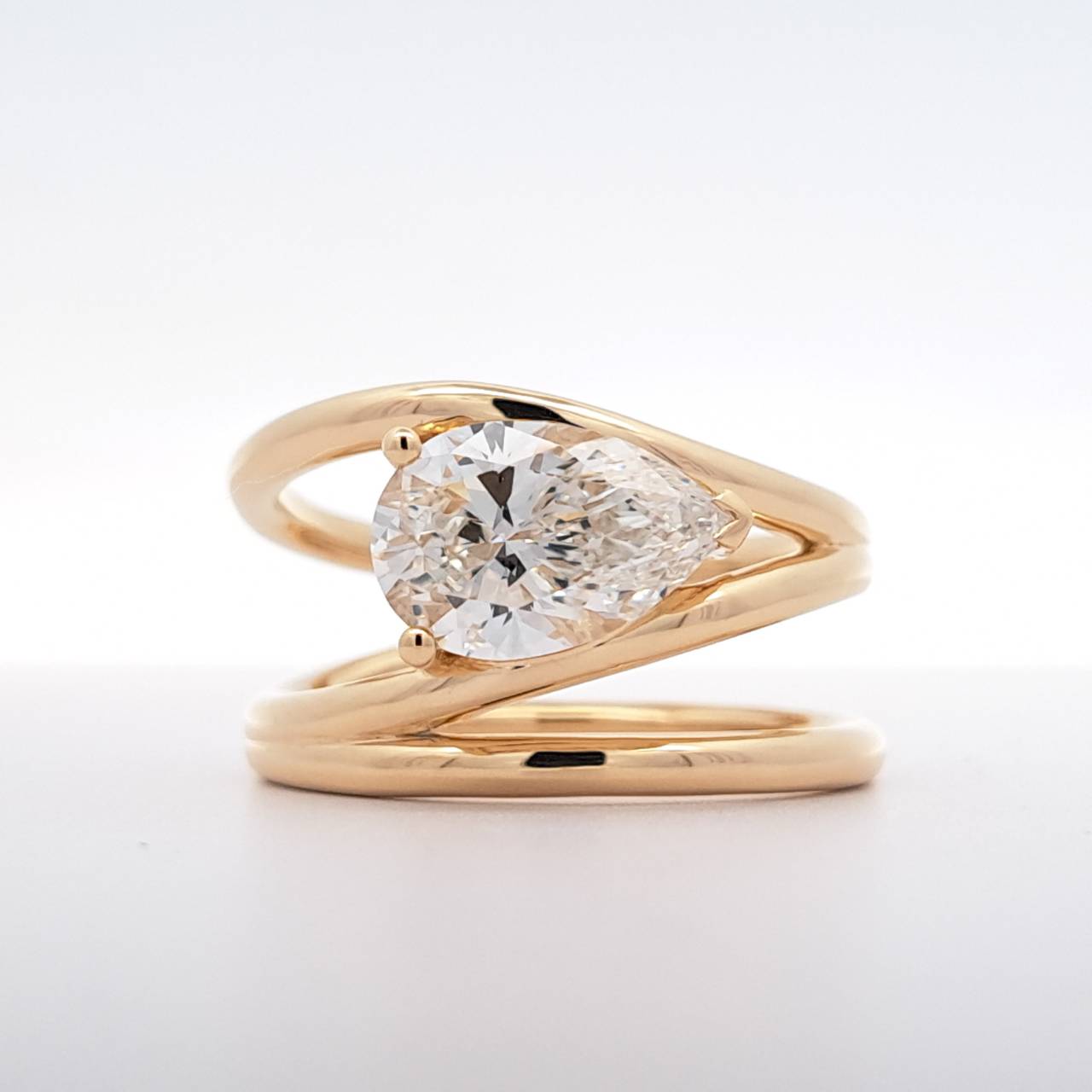 Pear-cut diamond ring handcrafted by Bangkok Bespoke Jewelry